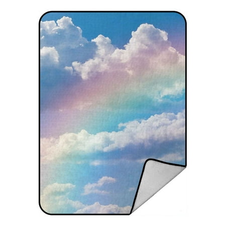 - ZKGK Blue Sky White Clouds Blanket Crystal Velvet Front and Lambswool Sherpa Fleece Back Throw Blanket 58x80inches