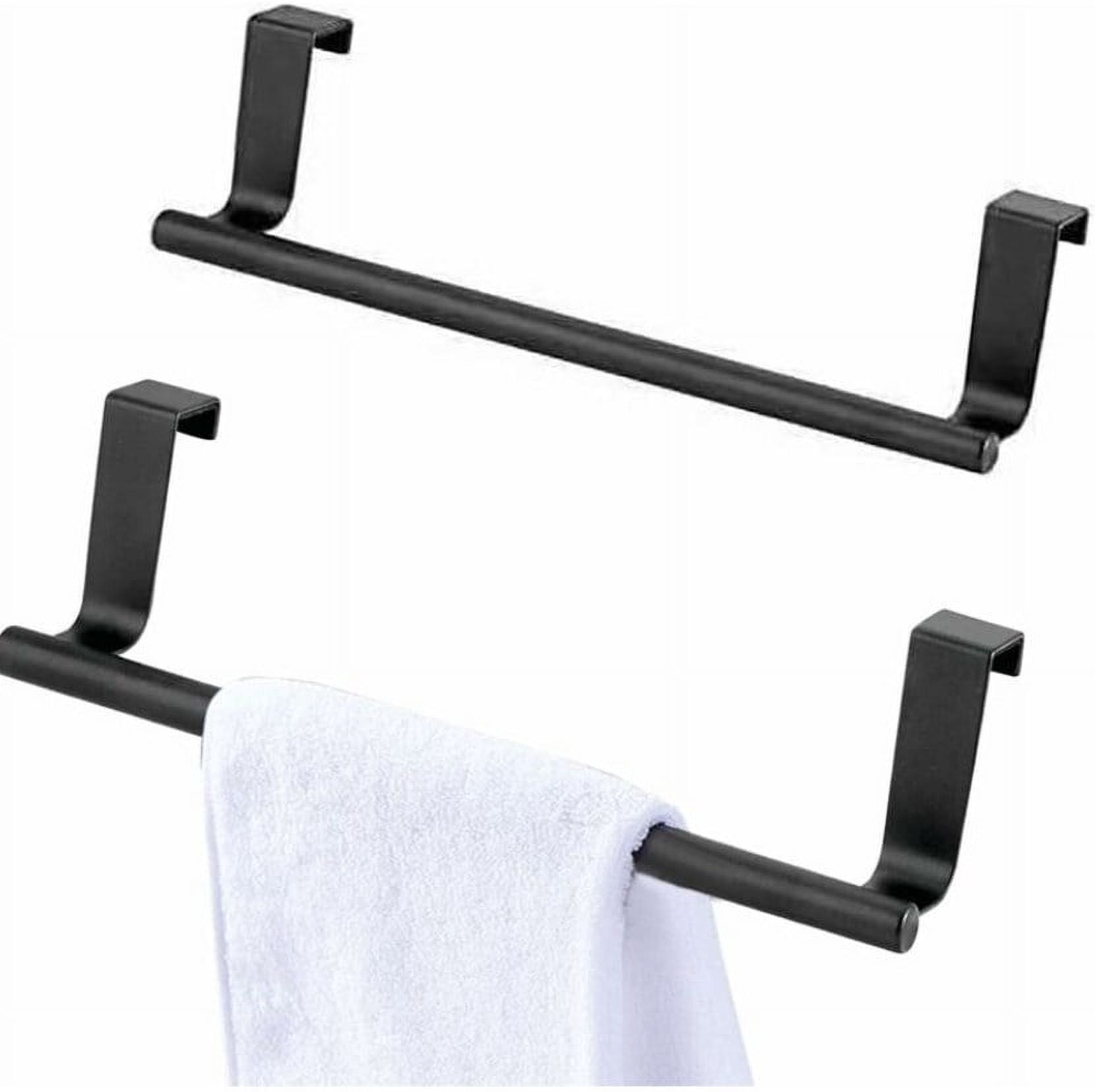 2 Porte-Torchons Télescopiques Pizsieat - Support Sans Percage Pour Porte De Placard - Acier Inoxydable Argent