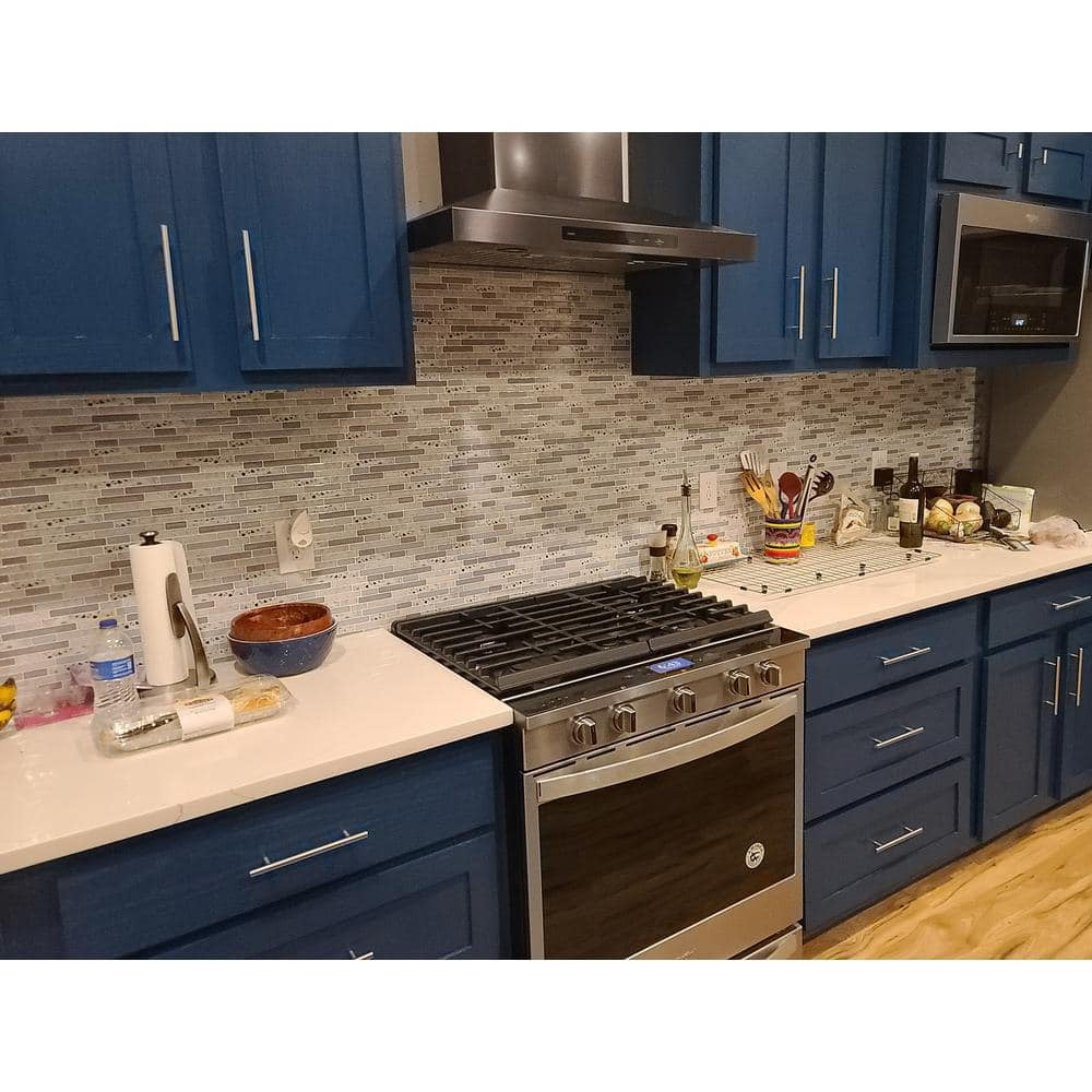 12 in. x 12 in. x 0.06 in. Vinyl Azure Grey Peel and Stick Backsplash Tile for Kitchen/Bathroom (10-Tiles/Pack)