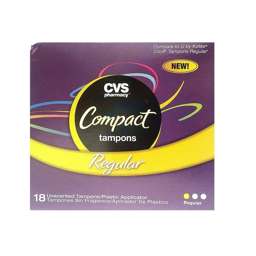 CVS Tampons Compact Applicator, Regular, 18 Unscented Tampons Walmart