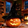 thumbnail image 4 of Witch Hat Halloween Costume for Women, Shapeable Velvet Wide Brim Pointed Hat, Black One Size, 4 of 6