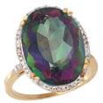 thumbnail image 1 of 14K Yellow Gold Natural Mystic Topaz Ring Large Oval 18x13mm Diamond Halo, size 6.5, 1 of 4