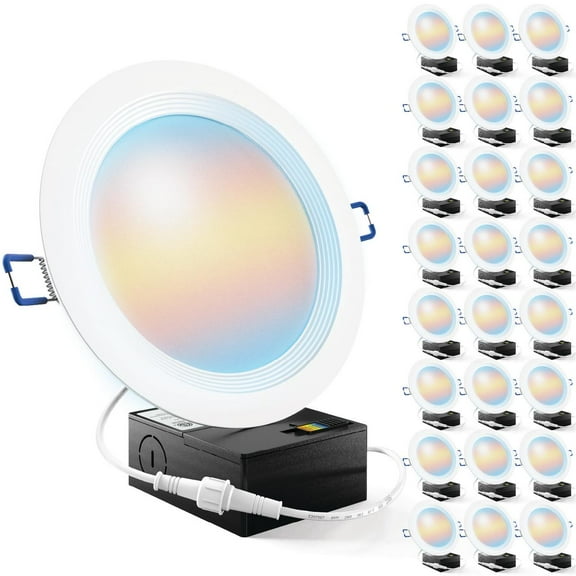 Sunco 24 Pack 6 Inch LED Recessed Light, Ceiling Canless Recessed Lights, Baffle Trim, 850 LM, 14W, Selectable CCT 2700K/3000K/3500K/4000K/5000K, Dimmable, Wafer Thin with Junction Box.