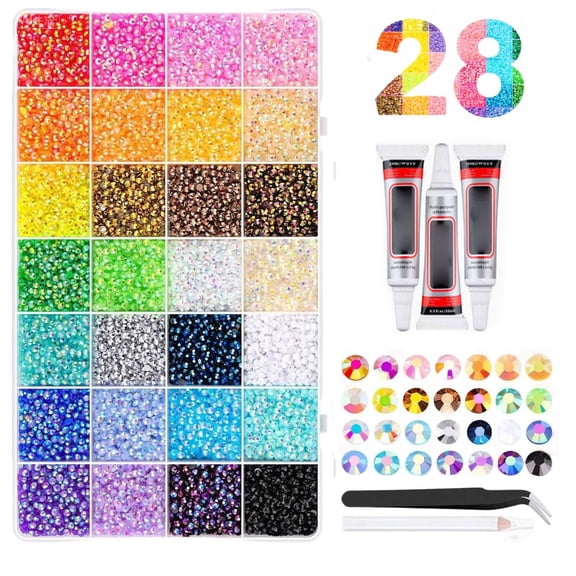 Bedazzler Kit with Rhinestones - Colorful 3mm DIY Resin 30000 Pcs Jelly Rhinestones for Bedazzling Kit for Crafting Nails Face Makeup Crafts Tumblers, with B7000 Glue