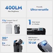 WUBEN G5 Rechargeable EDC Flashlight, 400 Lumens Dual Light Source Mini Flashlight with RGB Light, Magnetic Keychain Pocket Light, Portable and Powerful