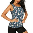 thumbnail image 2 of Junzan Cute Rabbit Floral Pattern Workout Tank Tops for Women Sleeveless Running Loose Fit Yoga Tops Active Shirts Gym Exercise-Small, 2 of 7