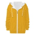 thumbnail image 5 of Women's Polka Dot Print Zip Up Drawstring Hooded Sweatshirt with Pockets, Long Sleeve Casual Comfortable Fashion Top for Autumn Winter Daily Wear, Beach Outings and All Season Yellow L, 5 of 7