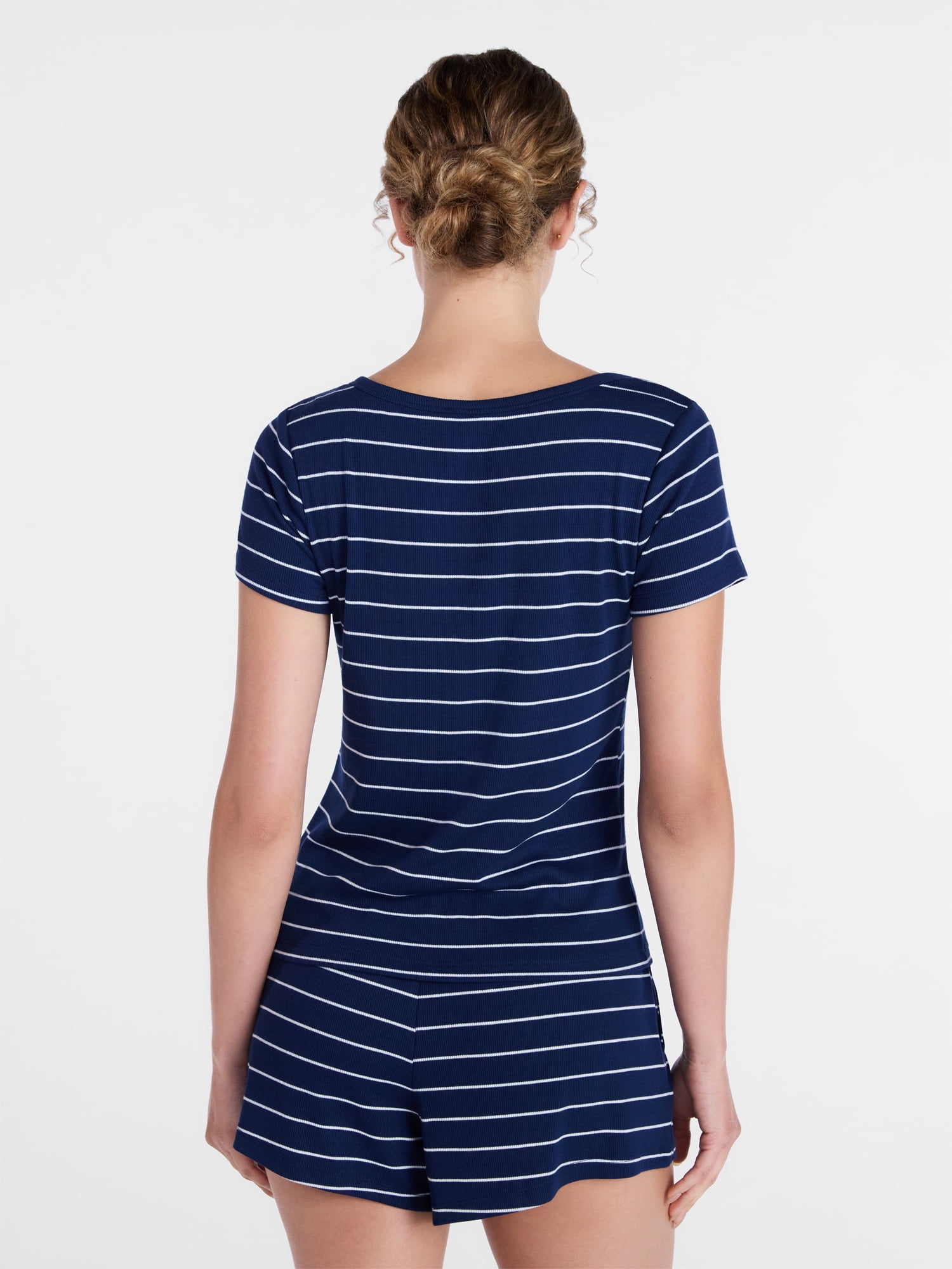 Joyspun Women’s Modal Blend Ribbed Henley Sleep Top, Sizes XS-3X