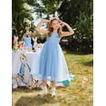 thumbnail image 5 of Oudiya Flower Girls Dress Bowknot V-Back Formal Pageant Ball Gown Party Wedding Tulle Long Dresses, 4-12Y, 5 of 7