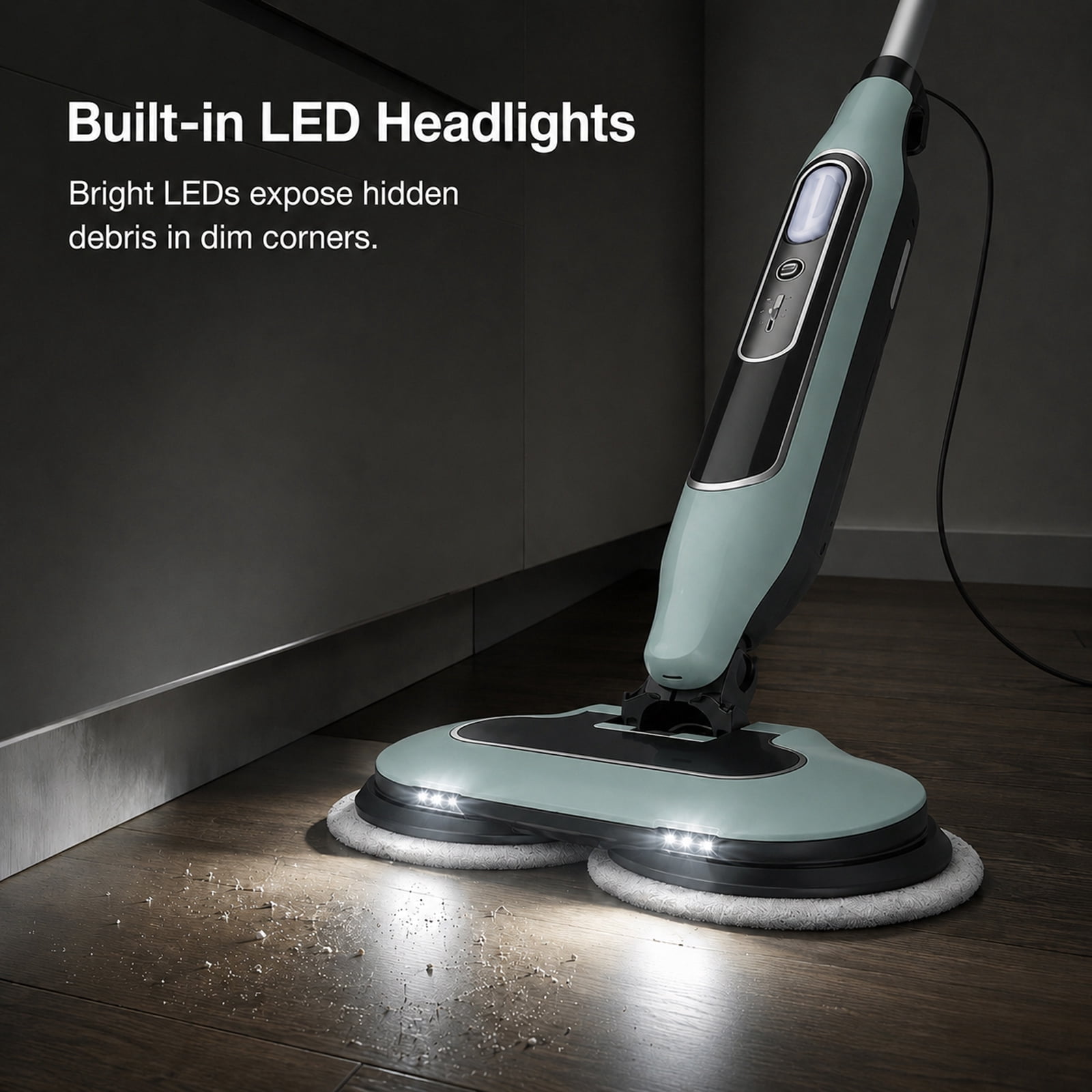 Alvantor Dual Steam Mop, All-in-One Hard Floor Steam Mop with 3 Steam Modes & LED Headlights, Lightweight for Home Tile Cleaning