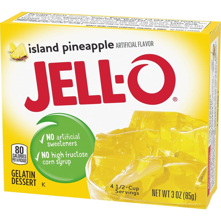 Jell-O, Gelatin Mix, 3 oz Box, Pineapple Flavor, Pack of 4