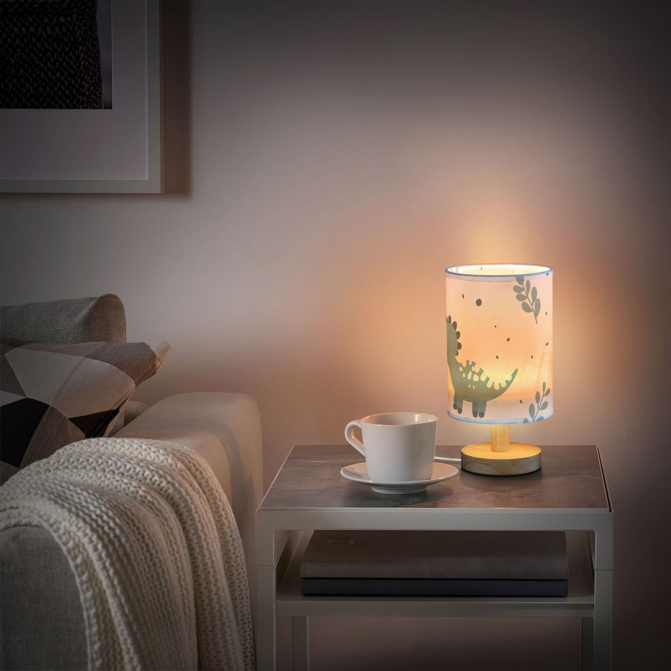 Colorful Dinosaurs Leaves Table Lamp with USB Port LED Warm Light Lamp Night Light Home Decor