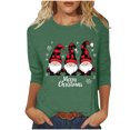 thumbnail image 2 of VKOYWKM Women's Christmas Tops Christmas Graphic Tees Crew Neck Loose Fit 3/4 Sleeve Tops Holiday Family Party Blouses, 2 of 4