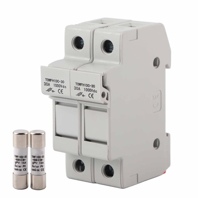Din Rail Mount Fuse Holder Base Dc Fuse Holder Base Dc Fuse Power Distribution Control Equipment Fuse Holder Base 2 Pole DIN Rail Mount Power Distribution Control Equipment