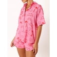 thumbnail image 5 of Biezeib Women's 2 Piece Lounge Set Short Sleeve Lapel Button Up Tops Sun Tropical Tree Print Shorts Sleepwear Sets, 5 of 6