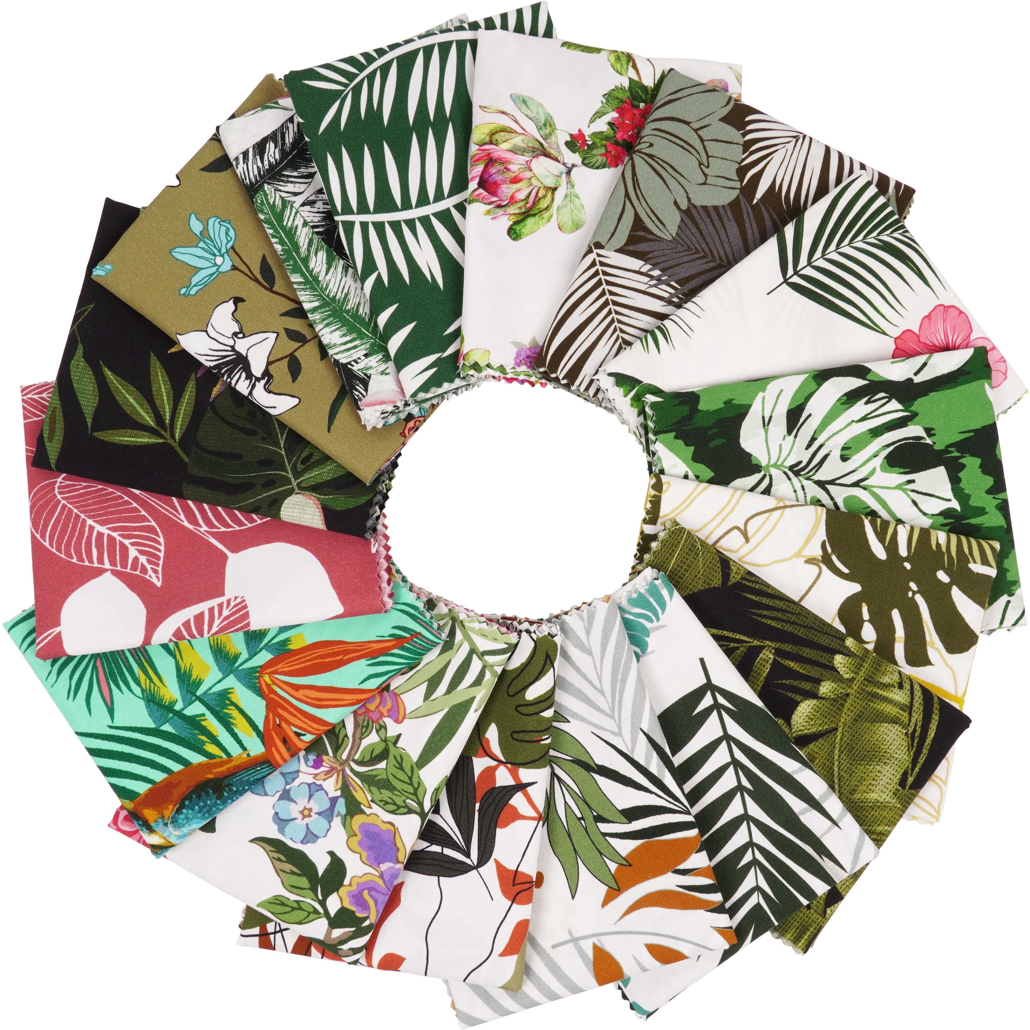 Soimoi 16 Pc Fat Quarter Bundle,TropicalPrint 18"x 22"DIY Patchwork-100% CottonPre-Cut Quilting Fabric Multicolor