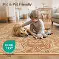 thumbnail image 4 of ODIKA 3'x5' Orange Botanical Petal Border Decorative Symmetrical Traditional Washable Throw Rug None Stain Resistant, Low Profile, Non-Slip for Entryway, Kitchen, Mudroom, 4 of 7