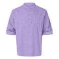 thumbnail image 1 of Mens Spring Summer Loose Stand Solid Color Pocket Long Sleeve Pullover Shirt, 1 of 5