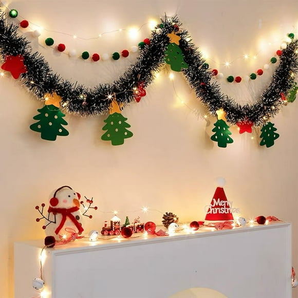 mtvxesu Décoration en Bande Plastique Père Noël de Noël pour Arrangement de Fond de Vacances, 1 Pce