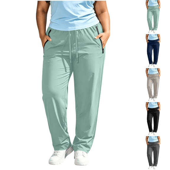 Plus Size Hiking Pants Women Lightweight Waterproof Athletic Joggers Stretch Active Pants with Zipper Pockets