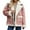 Pink, variant on Womens Suede Jacket Warm Shearling Sherpa-Lined Lapel Jackets Pink S