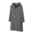 thumbnail image 5 of Yteetum Women's Woolen Blend Coats Oversize Winter Trench Coat Notched Lapel Collar Single-Breasted Peacoat Womens Long-Sleeve Hooded Jackets Casual Button Cardigan Jacket Overcoat Outwear Fall Deals, 5 of 8