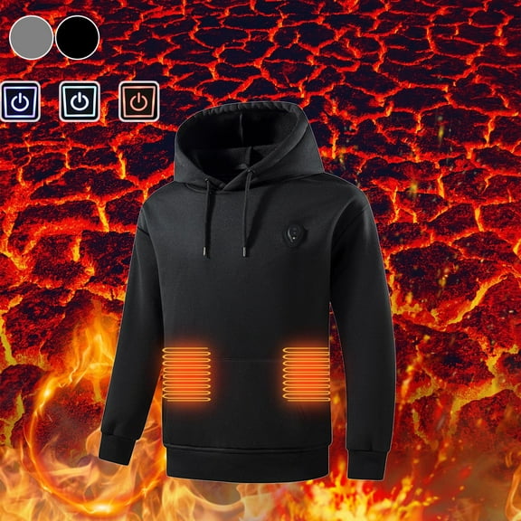 Txeol Heated Puffer Jackets for Men Smart USB Electric 5 Heating Zones Down Coats Hooded Heat Jackets with Pockets,Black,XXXXL