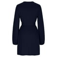 thumbnail image 4 of Hinvhai Women's Casual Knitted Sweater Dress ,Classic Long Sleeve Cable Knit Belted Dress Loose Mini Tunic Pullover Sweater Dress for Womens Navy 6(M), 4 of 5