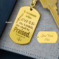 thumbnail image 2 of Proverbs 31 Woman of God Engraved Dog Tag Keychain Stainless Steel or 18k Gold, 2 of 11
