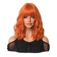 thumbnail image 1 of RV Peluca naranja sucia, cabello corto y rizado para mujer, flequillo de aire, cabello rizado de longitud media, fibra química, cubierta para el cabello Rojo Verde, 1 of 5