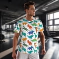 thumbnail image 3 of Wukai Colorful Dinosaur Print Men's Short-Sleeved Mesh T-Shirt,Quick-Dry Short Sleeve Workout T-Shirt-6X-Large, 3 of 8
