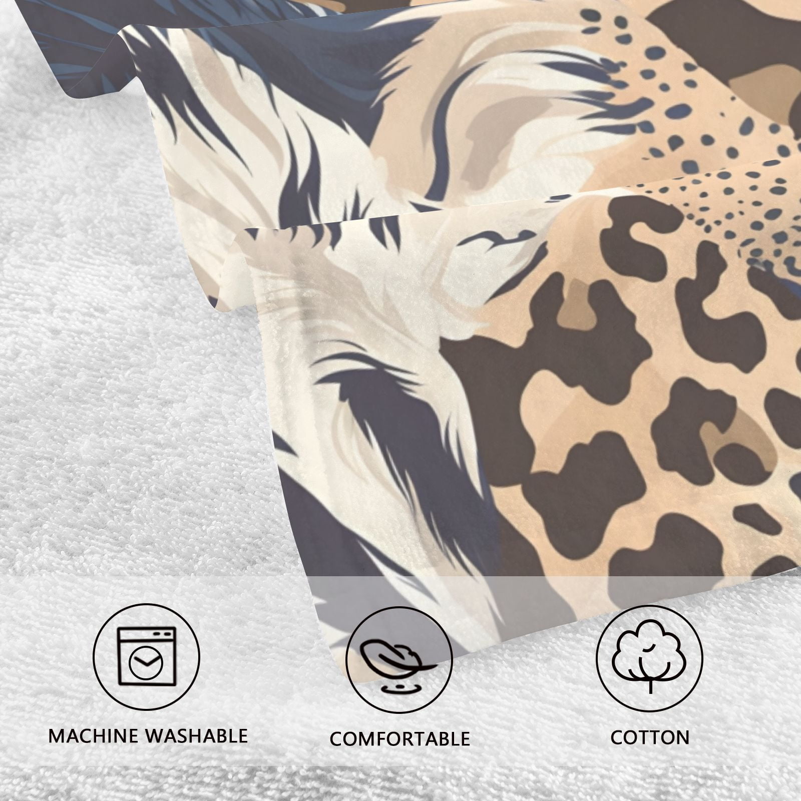Cheetah Leopard Skin Hand Towels Cotton Bath Towels Large Face Towels Absorbent for Bathroom 2 Packs