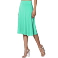 thumbnail image 4 of Prolriy Jupes pour Femmes, Jupe Évasée Basique Extensible Simple et Confortable, Longueur Genou, Vert Menthe P, 4 of 8
