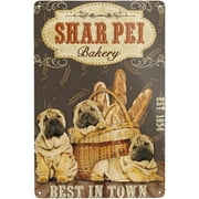 Metal Sign Shar Pei Dog Bakery Best In Town Signs Vintage Tin Sign Retro Sign Aluminum Signs for Kitchen Home Office Bar Cafe Decor 8x12 Inches