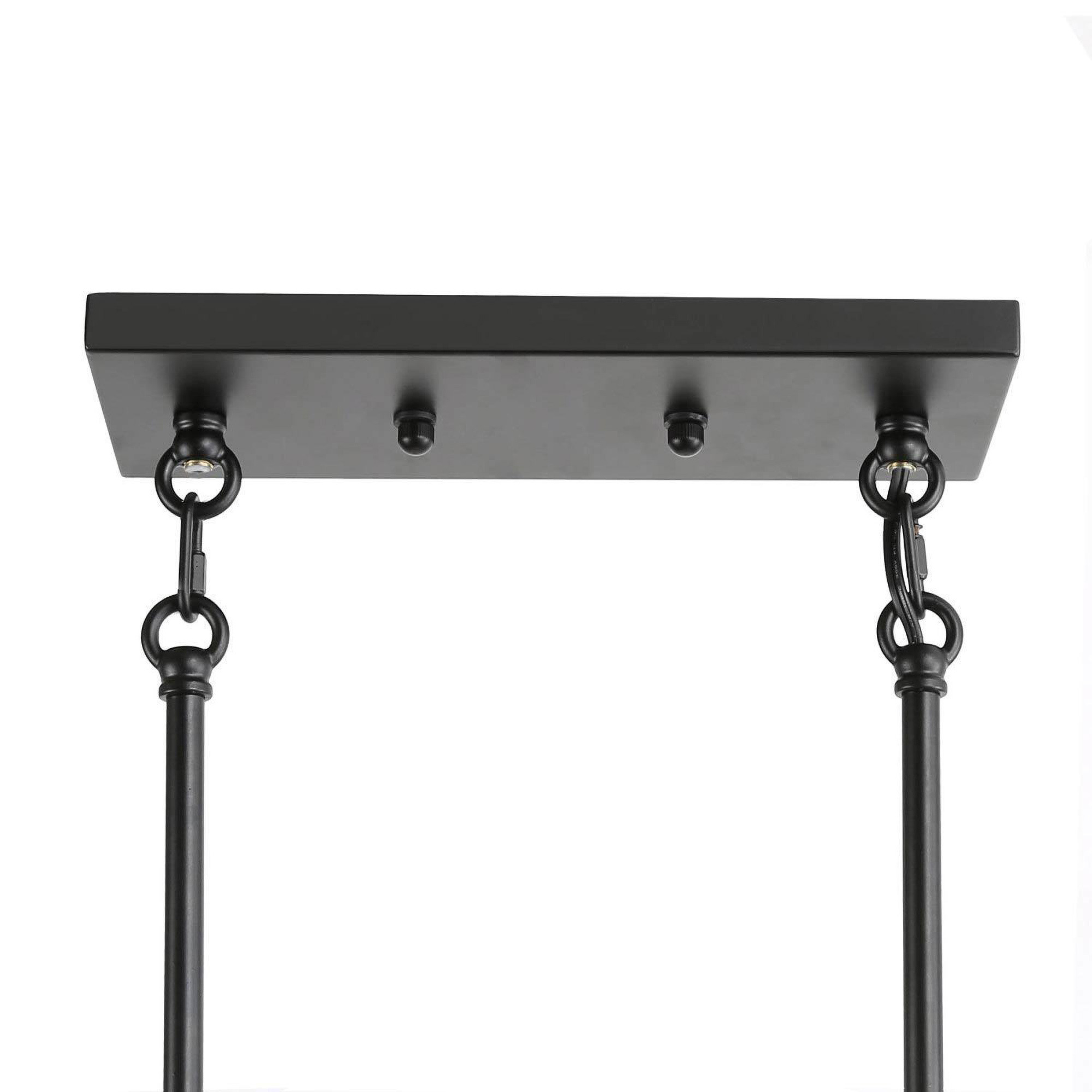 LNC 5-Light Farmhouse Chandelier with Seeded Glass,Matte Black and Brown Wood Tone