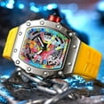 thumbnail image 4 of Modern Design Men Watch Sports Luminous Waterproof Military Automatic Diamond Watch For Man Boys Silicone Strap Tonneau Dial, 4 of 5