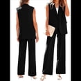 thumbnail image 3 of Conjuntos de 2 Piezas para Mujer: Chaleco Sin Mangas y Pantalón , Conjunto de Blazer Informal de Negocios. Negro S, 3 of 7