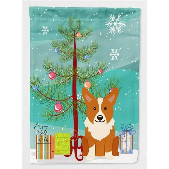 Merry Christmas Tree Corgi Flag Canvas House Size