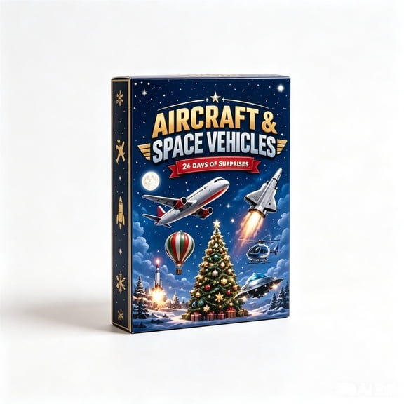 2026 Aircraft & Space Vehicle Advent Calendar, 24 Mini Aerospace Collectible Figurines, Christmas Countdown Gift Box