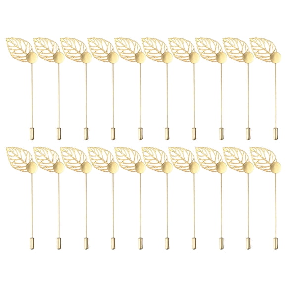 Uxcell 20 Pack Alfiler de Solapa de Bandeja en Forma de Hoja, Alfileres de Corsage de Bricolaje en Tono Dorado