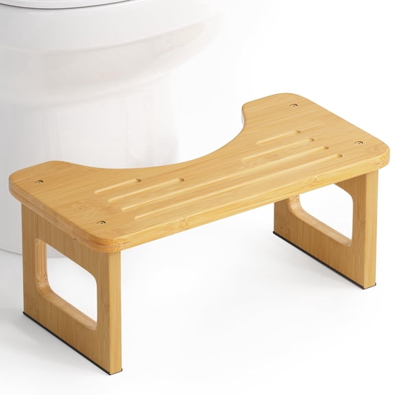 Bathway Bamboo Toilet Stool, Squat Potty Stool for Adults, Non-Slip Pooping Stools for Bathroom, Portable Potty Step Foot Stools for Kids, Assembly Required, 6.8''