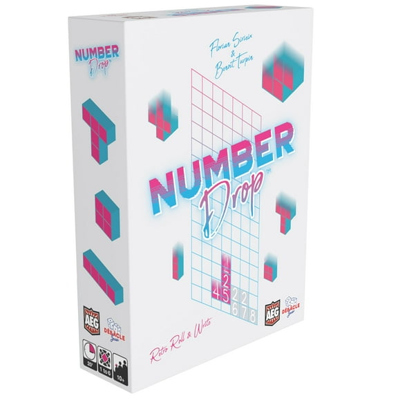 Number Drop - Retro Roll & Write, Video Game Theme, Alderace Entertainment Group (AEG), Ages 10 , 1-6 players, 20 Min