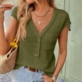 thumbnail image 6 of Womens Waffle Tank Top Sleeveless Henley Shirts 2026 Summer Loose Button Up V Neck Dressy Casual Tops Clothes,Army Green L, 6 of 6