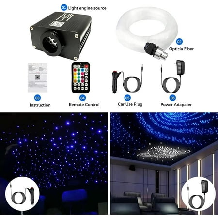 

Starlight Headliner Kit Dual Color 20W Twinkle Fibre Optic Lights Star Ceiling Light 720pcs*Mixed*9.8ft/3m RGBW Sound Sensor Light Source Music+APP Control for Home & Car Ceiling He