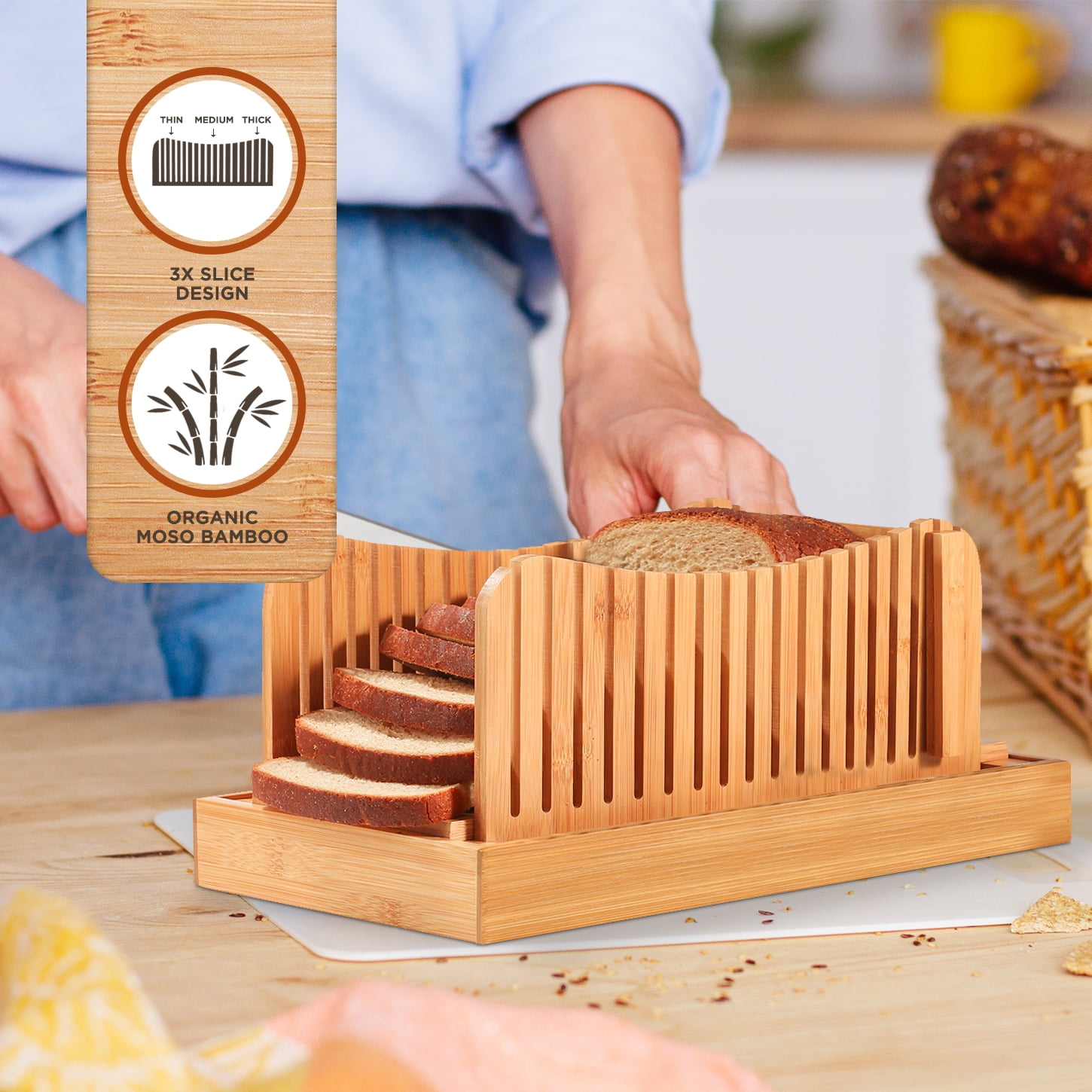 Buy Wholesale China Bamboo Foldable Bread Tray Cutting Slices Wooden Manual  Bread Slicer & Slicer at USD 4.19