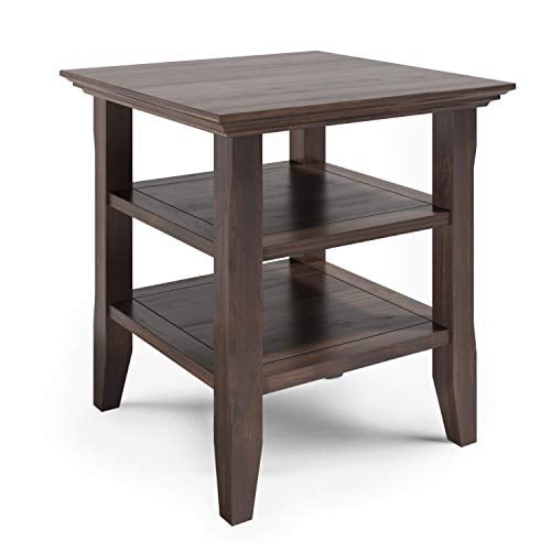 SIMPLIHOME Acadian End Table, 19 inch, Warm Walnut Brown