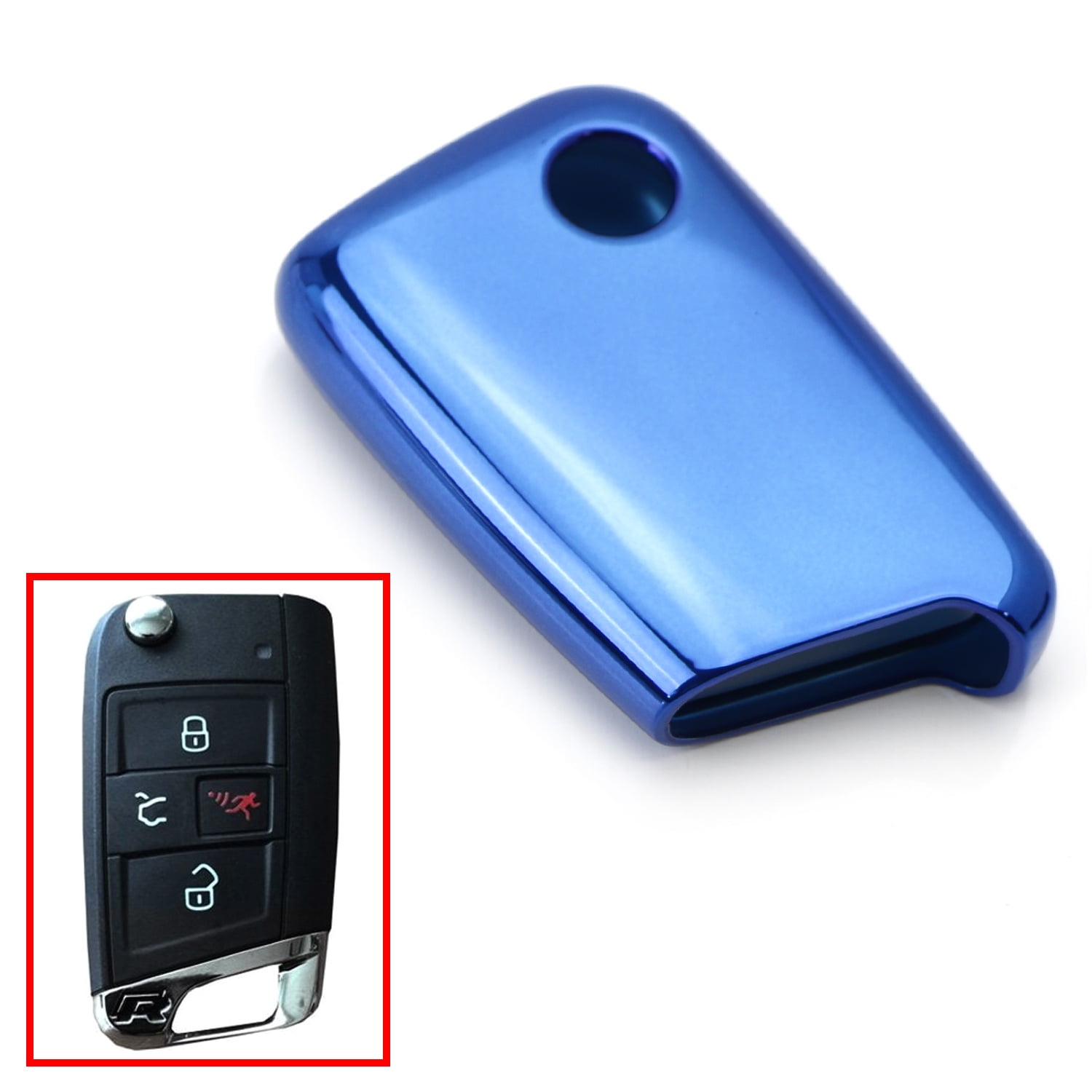BABY BLUE SILICONE KEY FOB COVER CASE FOR VOLKSWAGEN VW MK7 MKVII BUTTON REMOTE 