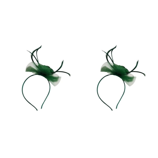 Sonducket Tocado de malla Fasinator para mujer, tocado ajustable para fiesta de Cosplay Verde oscuro 2Conjunto