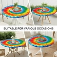 thumbnail image 7 of Colorful Rainbow Tie Dye Spiral Pattern Round Fitted Tablecloth with Elastic Edge,Dining Table Cover Waterproof,Outdoor Round Tablecloth for Camping,Dining,Indoor and Outdoor, 7 of 7