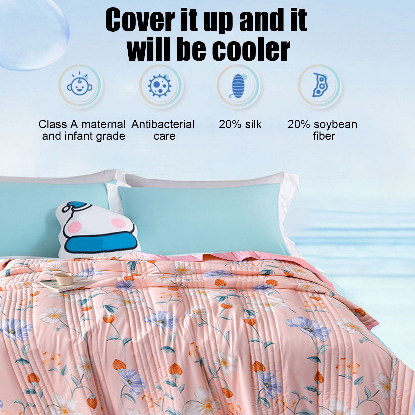 Cooling Comforter Quilted Spring Summer Quilt Soft Lightweight Duvet Summer Blanket Breathable Blankets A 39"x59" Clearance!